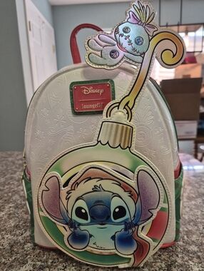 Loungefly Iridescent White & Multicolor Stitch Ornament Mini Backpack
